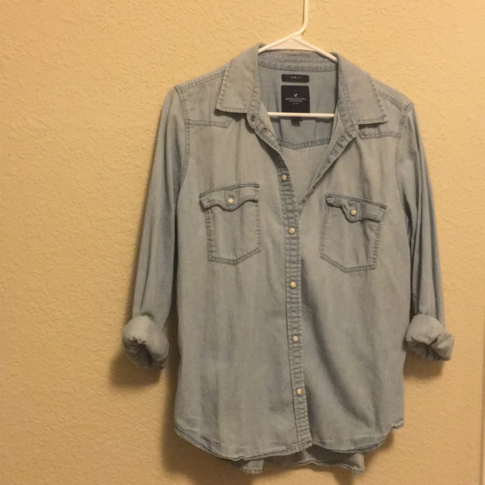 American Eagle Denim Button-up
